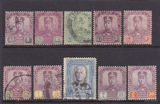ВЕЛИКОБРИТАНИЯ.\734\ MALAYA JOHORE 1904-40, 8 гаш, 2 MH