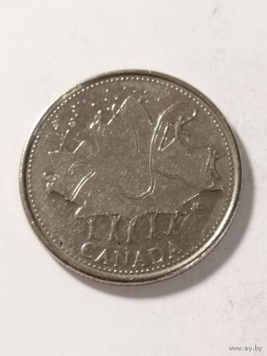 Канада 25 центов "День Канады-Кленовый лист" 2002