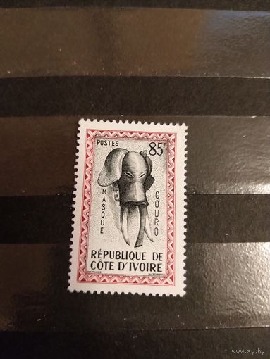 1960 Берег Слоновой Кости фауна искусство маска концовка чистая без клея без дыр   (2-16)