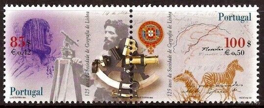 2000 Португалия 2467-2468Paar Лиссабонское географическое общество / Зебра 2,50 евро