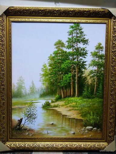 Картина маслом "Сосновый лес"