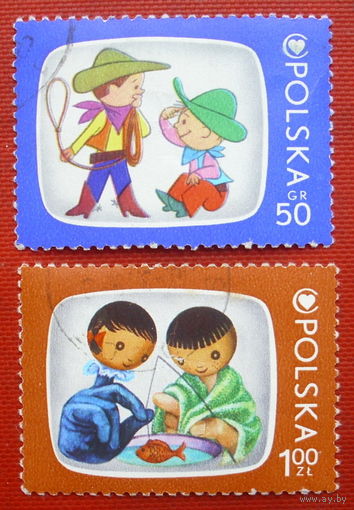 Польша. Герои мультфильмов. ( 2 марки ) 1975 года. 4-3.