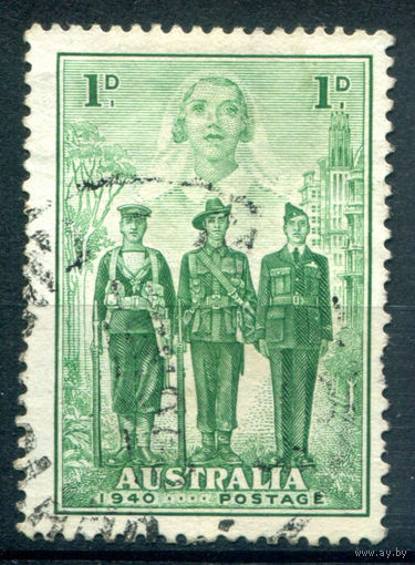 Австралия - 1940г. - участие австралийцев во Второй Мировой войне, 1 P - 1 марка - гашёная [Mi 156]. #3-WB-85-A-2