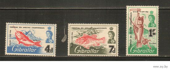 Гибралтар-1966(Мих.179-181) , **    , Морская фауна ,Рыбы, Рыбалка (полная серия)
