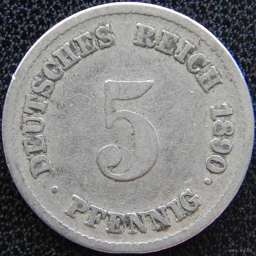 YS: Германия, Рейх, 5 пфеннигов 1890F, KM# 11