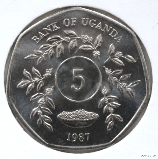 Уганда 5 шиллингов 1987 год