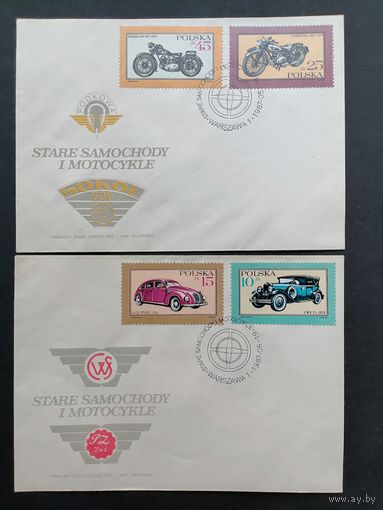 Польша 1987 Три КПД с полной серией марок "Старые авто и мотоциклы" (спецгашение) Mi.3092-3097 каталог 2.50 евро