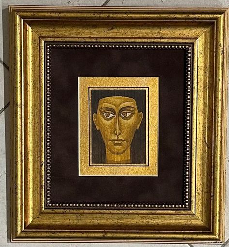 Гурвич Г.Л "Портрет", 1983г. Картон, масло. Размер 6,5х8,7 см.