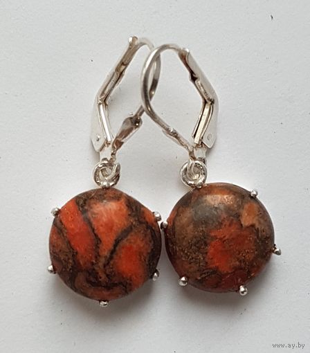 Серьги серебро, камень. Проба 925. Вес 3,9 г