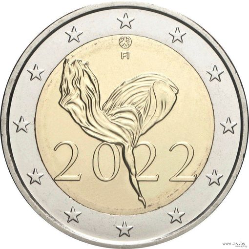 2 евро 2022 Финляндия 100 лет национальному балету UNC из ролла