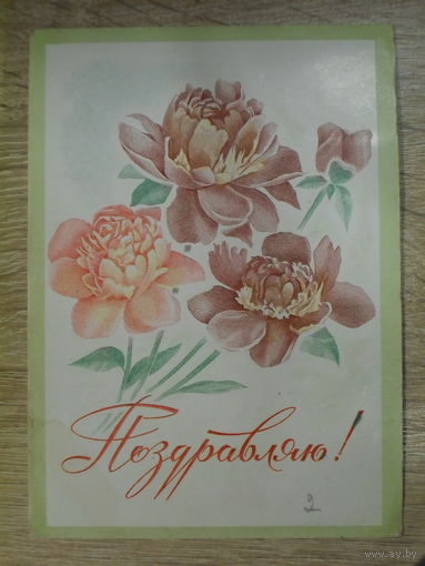 ПОДПИСАННАЯ ОТКРЫТКА СССР. "ПОЗДРАВЛЯЮ". ХУД. Ю. ЛУКЬЯНОВ. 1976 ГОД.