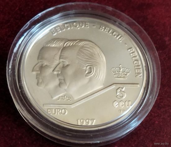 Серебро 0.833! Бельгия 5 ЭКЮ, 1997 40 лет Римскому договору