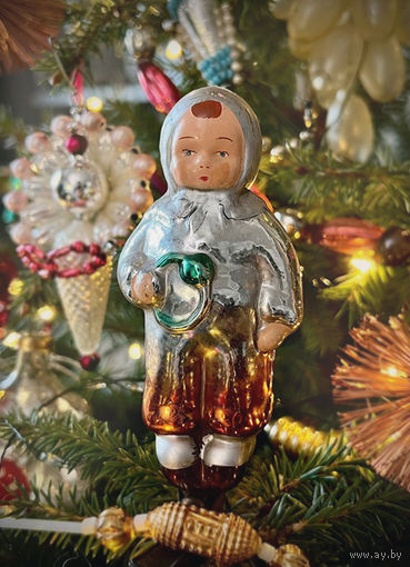 Ёлочная игрушка "Малыш с погремушкой", СССР, редкий