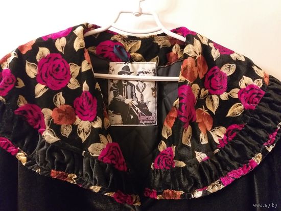 Куртка с цветным воротником, удлиненная, р.52-54, б.у, теплая