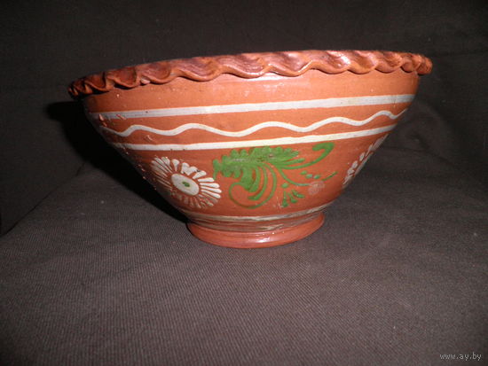 Старинная керамическая миска,керамика,глазурь.