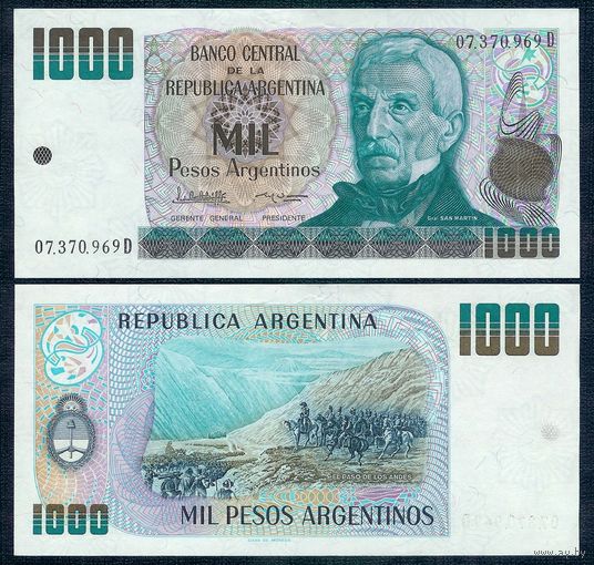 Аргентина 1000 песо 1983-1985 год, Р317b, UNC