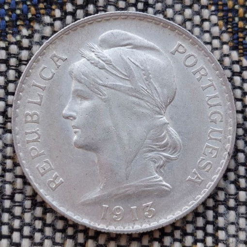 Португалия 50 сентавос 1913 года, UNC. Серебро! Сторгуй за свою цену, предложи обмен! Y