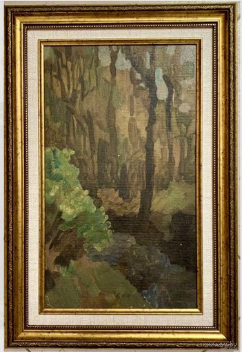 Волков А.В Этюд, 1960г. Картон, масло.Размер 22х37 см.