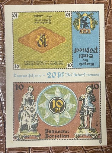 Нотгельд 10 х 2 пфеннигов 1921 год. Пёснек,. Веймарская республика
