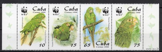 Куба 1998. Фауна WWF. Попугаи 4 марки (4156-59)