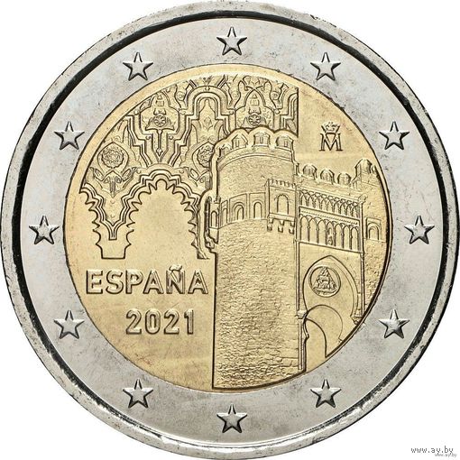 2 евро 2021 Испания Толедо UNC из ролла