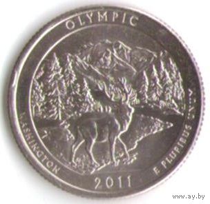 25 центов 2011 г. Парк=8 Национальный парк Олимпик Вашингтон  Двор D _UNC
