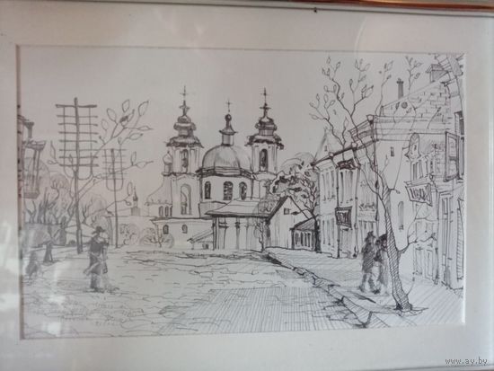 Графика Мельникова Светлана "Церковь Св.Николая в Витебске", карандаш, 17х20см.
