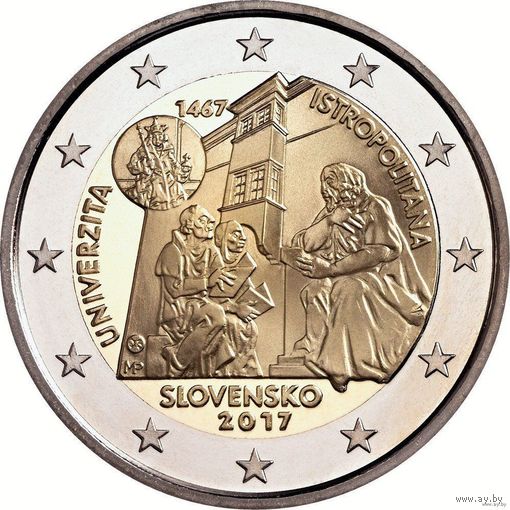 2 евро 2017 Словакия 550 лет Истрополитанский университет  UNC из ролла