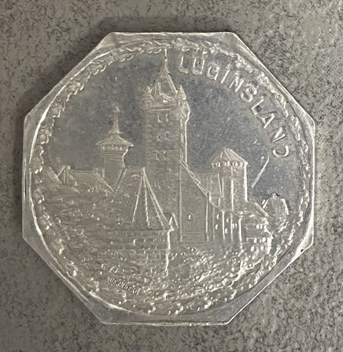 Германия Нюрнберг нотгельд 20 пфеннигов 1921. Башня Люгинсланд. трамвайный жетон