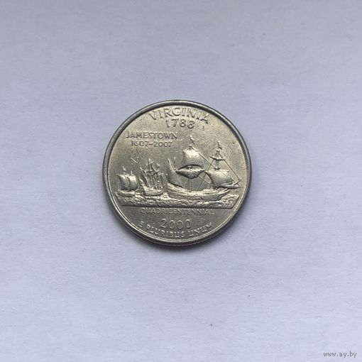 25 центов 2000 P штат Вирджиния