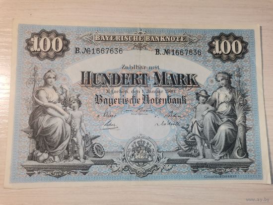 100 марок 1900 года, Бавария, Германия.