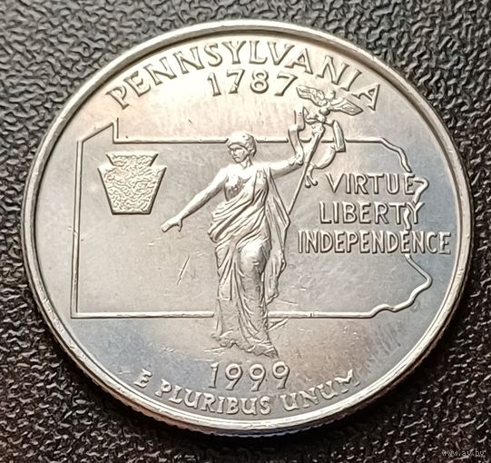 США 1/4 доллара, 1999 Квотер штата Пенсильвания    D     ( 1-4-7 )