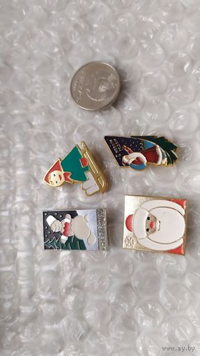 Значки СССР с новым годом, 4 шт
