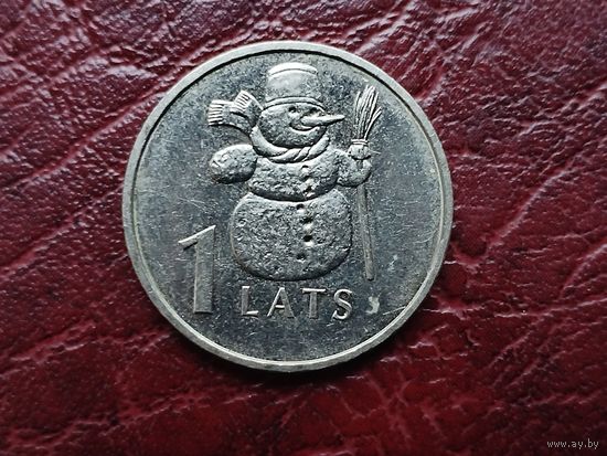 1 лат Латвия 2007 г. Снеговик.