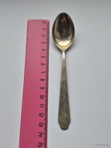 Чайная ложка, в блеске, ЛЮ2 (Ленинградская ювелирная фабрика, 1962 года). Вес 25,55 грамм. Серебро 875, звезда. Не чищена. 9
