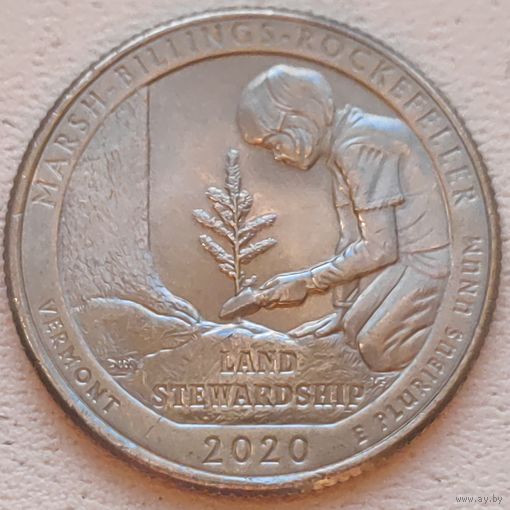 США 25 центов (квотер) 2020 P Marsh-Billings-Rockefeller Vermont