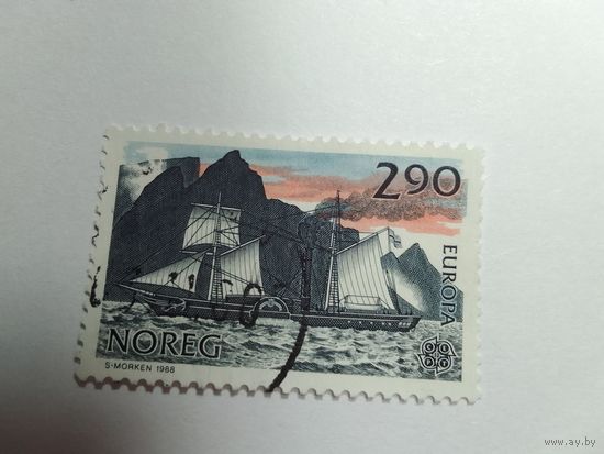 Марки  Парусник на фоне гор Норвегия 1988    1 шт. -  0,80 руб.