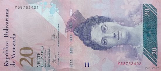 Werty71 Венесуэла 20 боливаров 2014 UNC банкнота