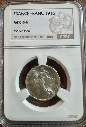 1 франк Франция 1916 слаб MS66