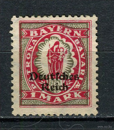 Рейх - 1920/1921 - Надпечатка Deutsches Reich на марках Баварии 1M - [Mi.129] - 1 марка. Чистая без клея.  (Лот 140BZ)