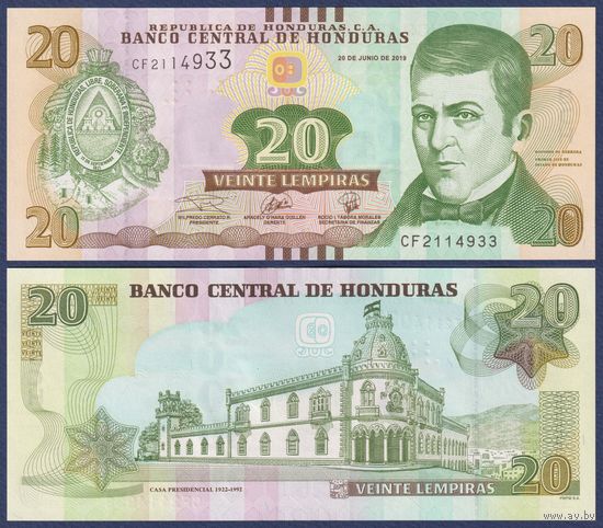 Гондурас, 20 лемпир 2019 г., P-100, UNC