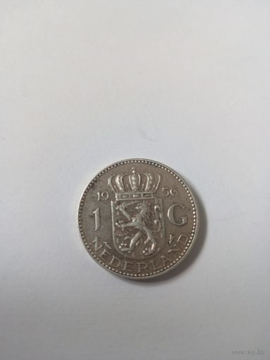 1 гульден 1956 Нидерланды, серебро