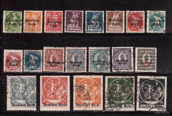 Германия(Рейх)-1920,(Мих.119-138) гаш.   , надп.на марках Баварии(полная серия)