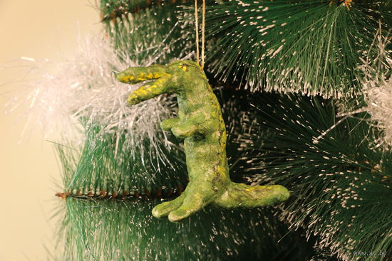Ёлочная игрушка папье-маше, "Крокодил".