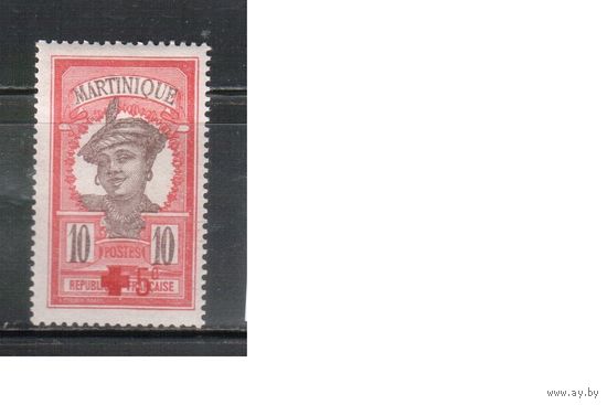 Мартиника-1915,(Мих.77)  * , Французские колонии, Стандарт,Надп., Красный Крест(одиночка)