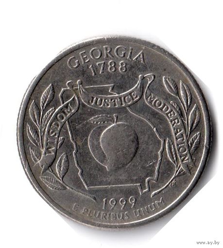США. 1/4 доллара (1 квотер, 25 центов). 1999. Джорджия. D