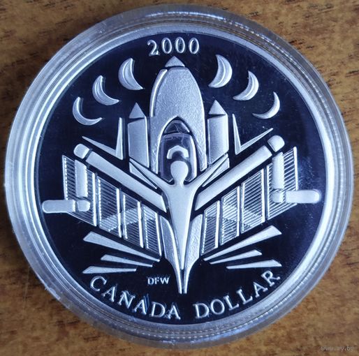 Канада 1 доллар 2000, Миллениум "Шаттл Дискавери". Серебро. PROOF