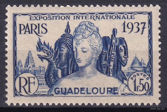 76.FrK. Франция. Колонии. Гваделупа. Всемирная выставка в Париже. 1937 г. 1,5 Fr. Mi.#142. (* - описание).