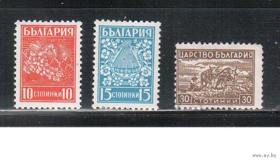 Болгария-1940, (Мих.407-409),  *  , Стандарт, Сельское хозяйство , Фауна, 3 марки