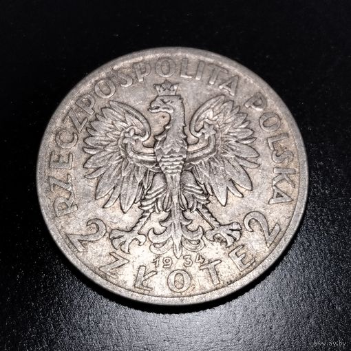 2 злотых 1934. Ядвига. Польша, серебро